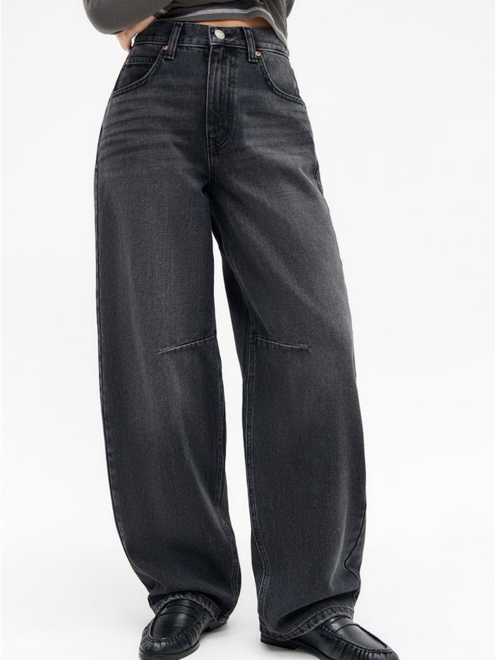 BDG Urban Outfitters Black Wide Leg Jeans Adjustable Back Buckle Denim 26W